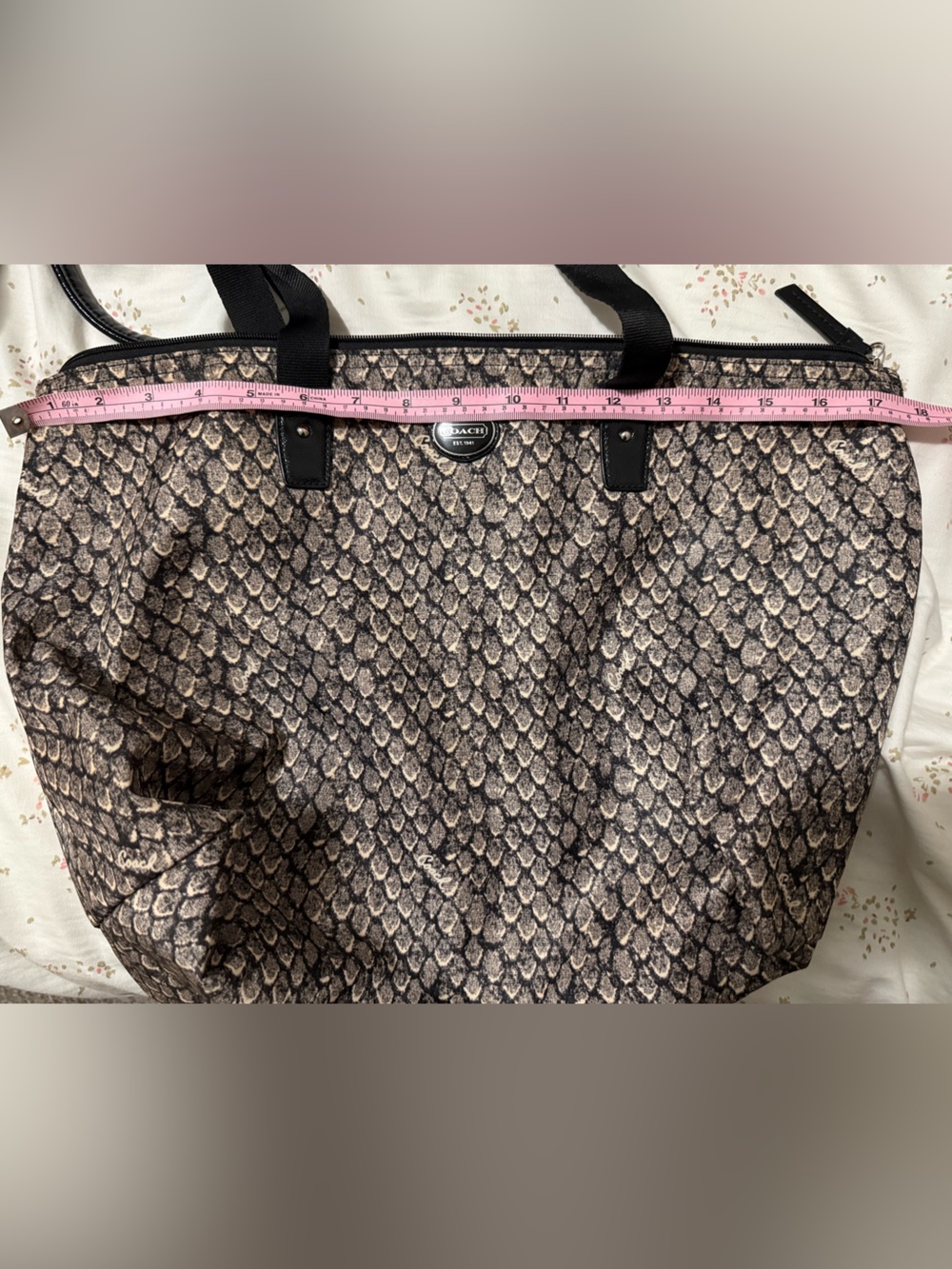 COACH- Ocelot Weekender Snake Print Fabric Tote - Picture 7 of 8